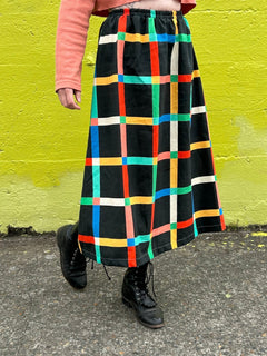 Charlie Skirt | Chunky Windowpane Black - Aware House