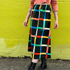Charlie Skirt | Chunky Windowpane Black - Aware House