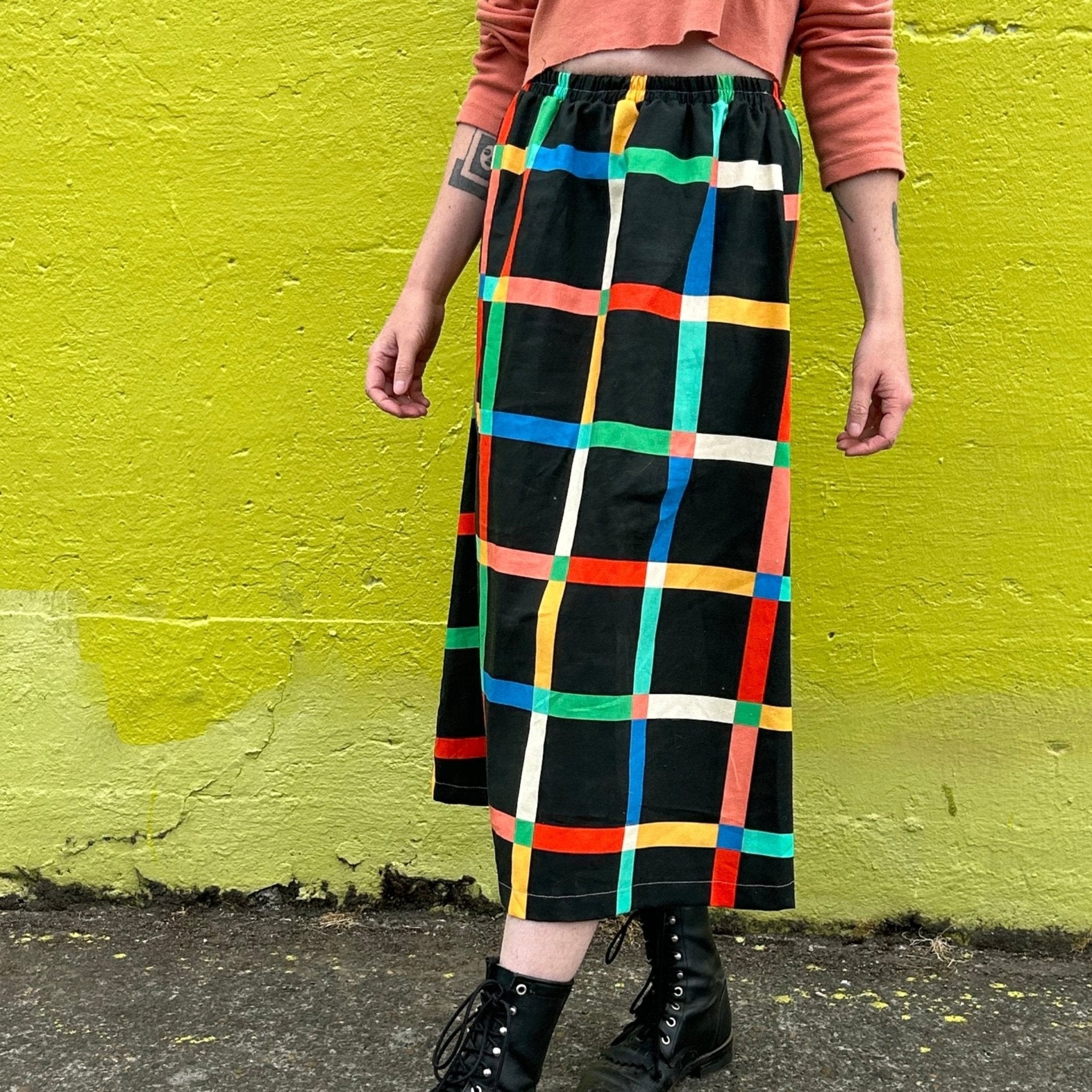 Charlie Skirt | Chunky Windowpane Black - Aware House