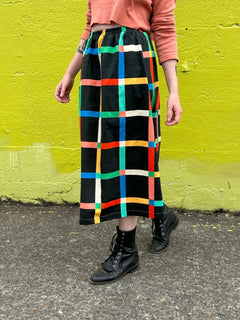 Charlie Skirt | Chunky Windowpane Black - Aware House