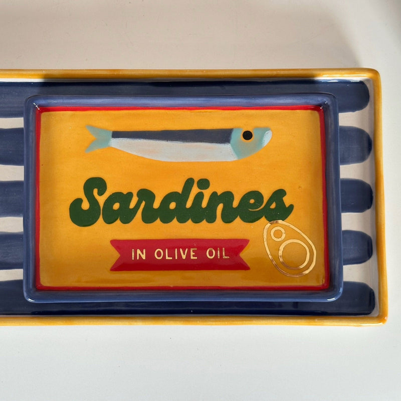 Striped Low Profile Tray in Blue & Yellow-zoom-