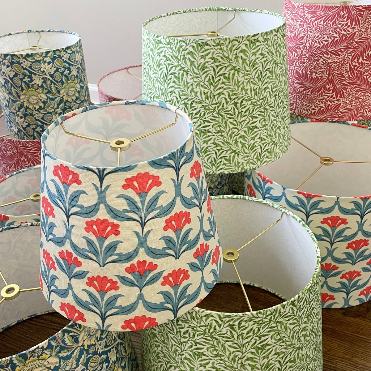 Blue Floral Patterned Lampshade in WESTPORT-zoom-5