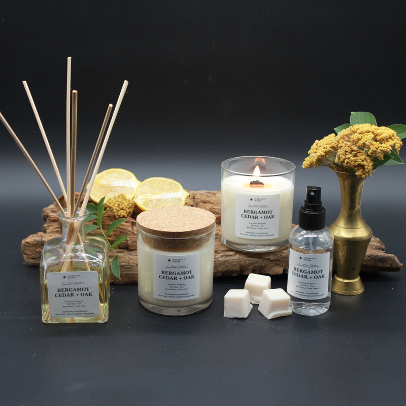 Bergamot, Cedar + Oak Candle, Wax Melt, Diffuser & Room Spray-zoom-
