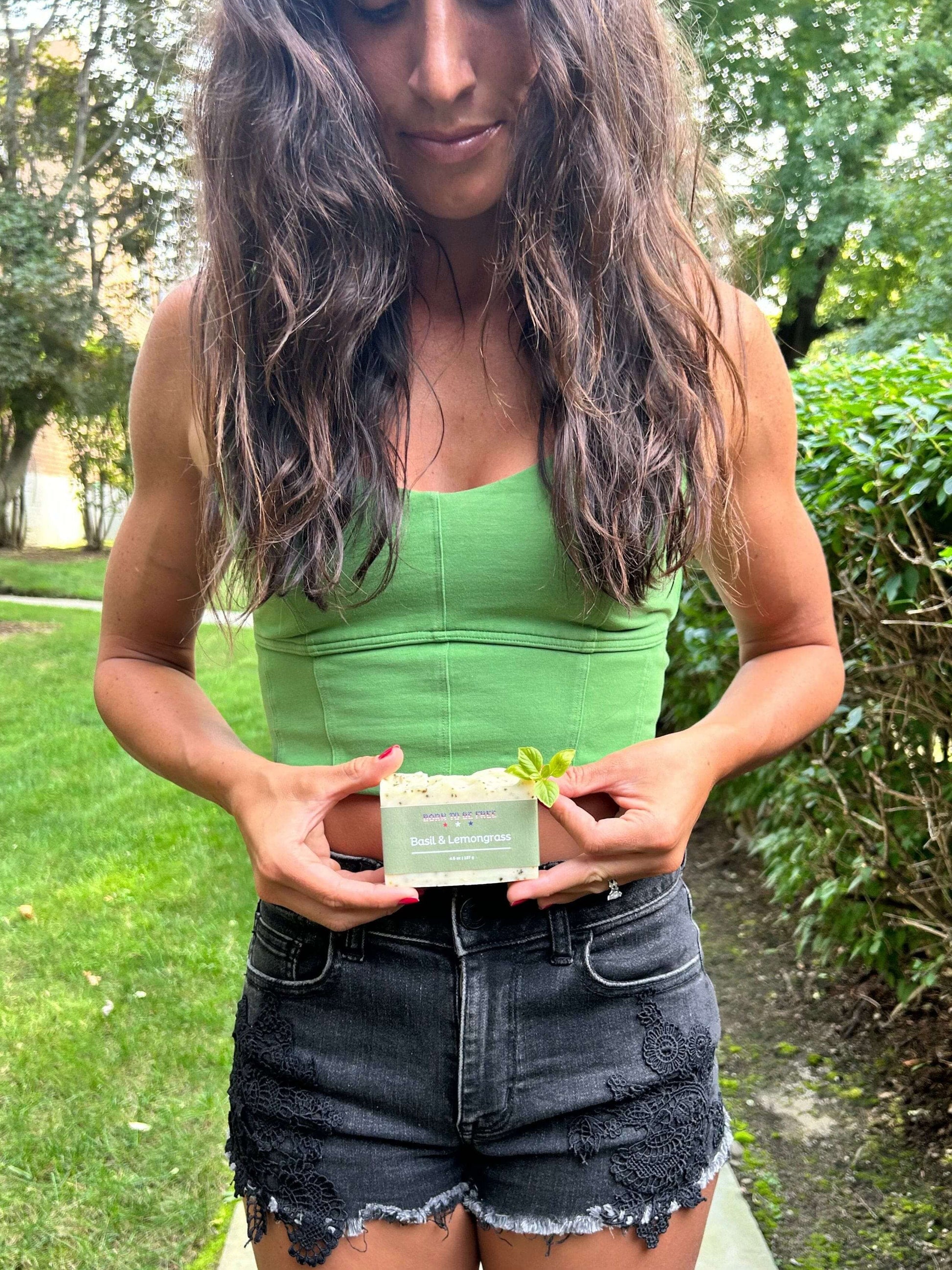 Basil & Lemongrass Tallow Soap Bar-6