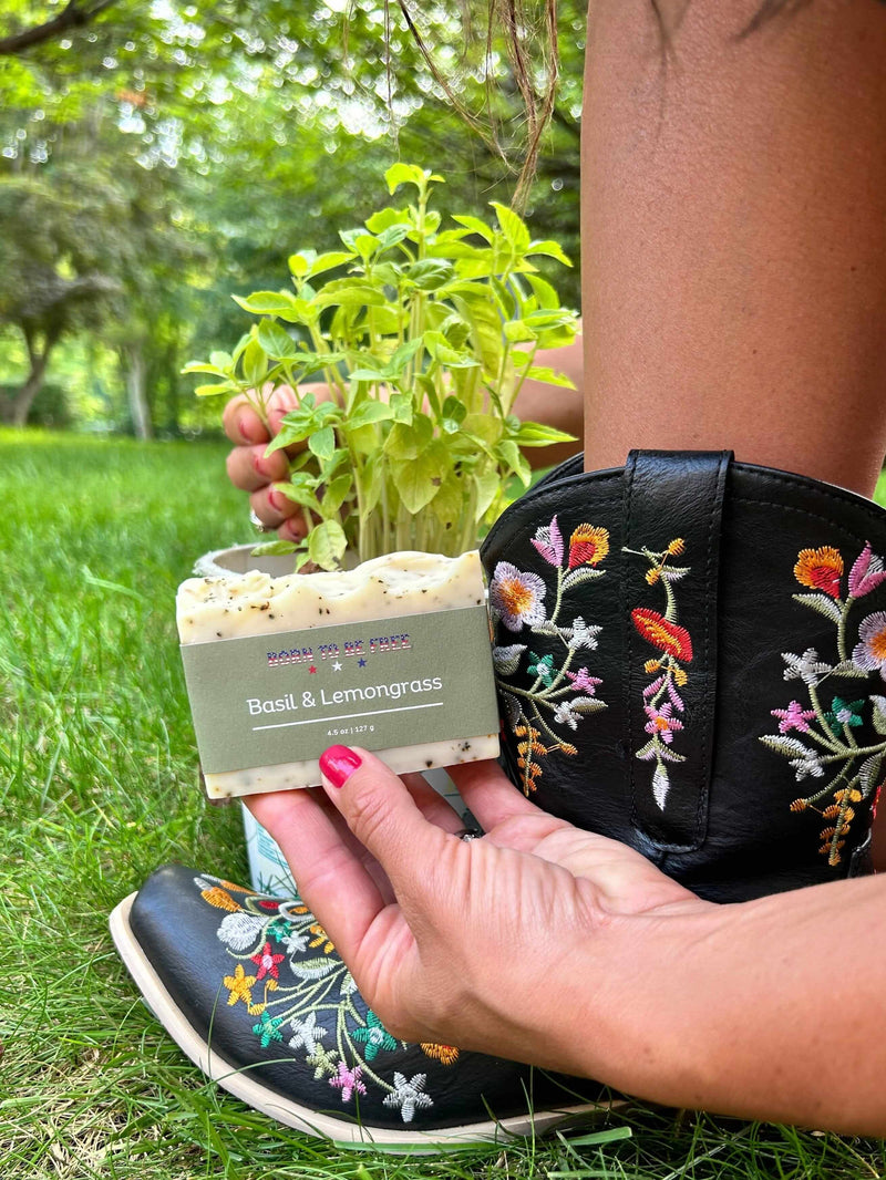 Basil & Lemongrass Tallow Soap Bar-zoom-