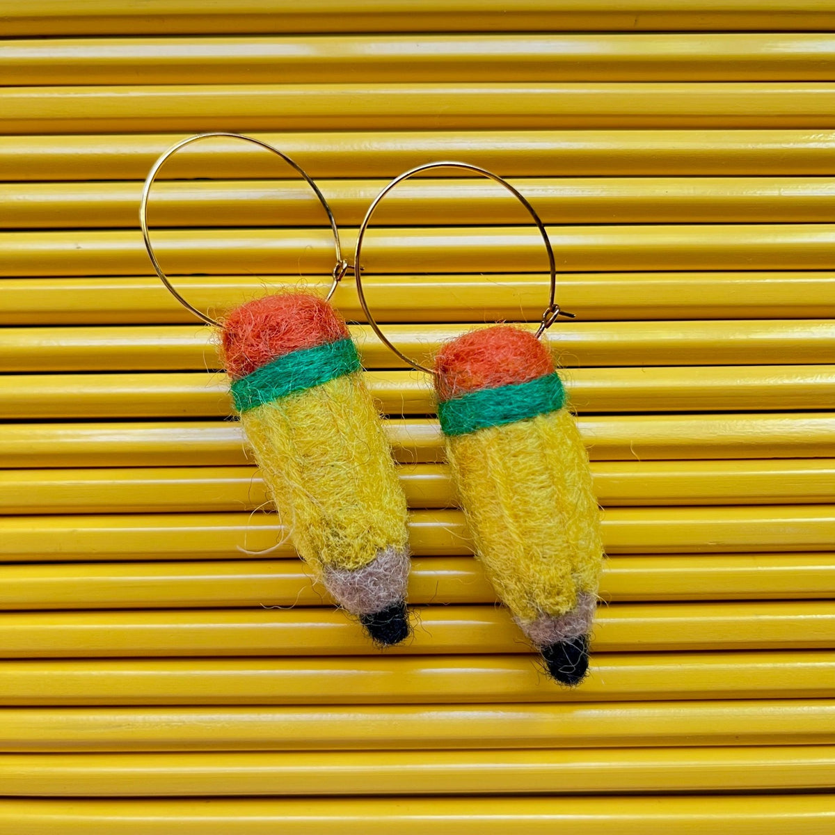 Felted Pencil Earring - Aware House - Honey Loom Designs -