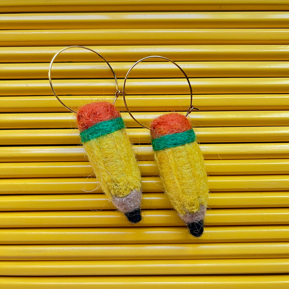 Felted Pencil Earring