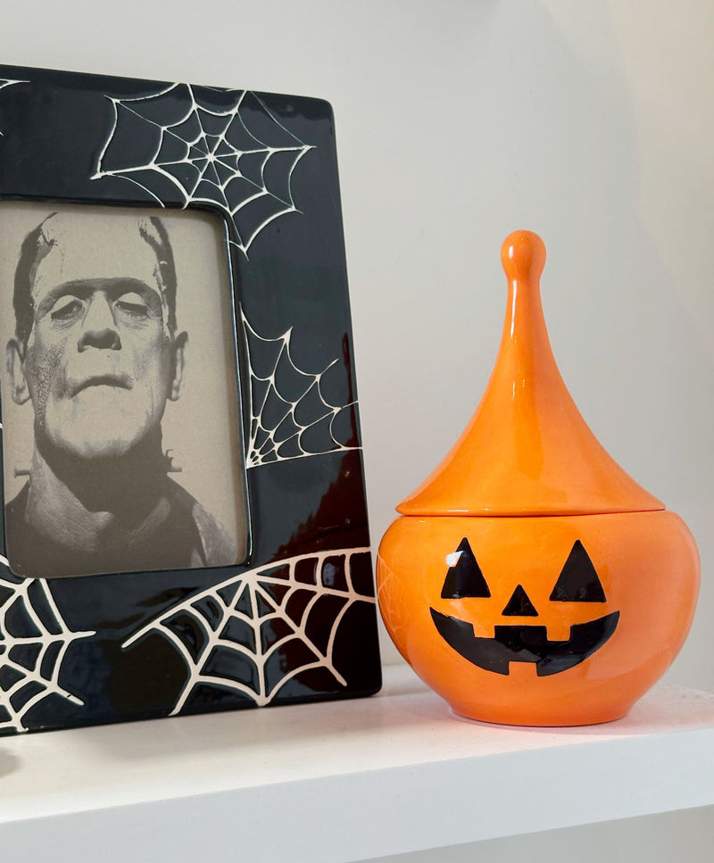 Jack-O'-Lantern Teardrop Jar in Tiki Orange-zoom-