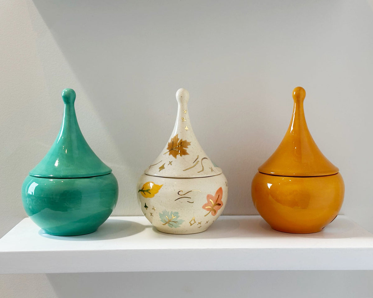 Wind & Leaves Speckled Teardrop Jar with 22k Gold Accents-zoom-12