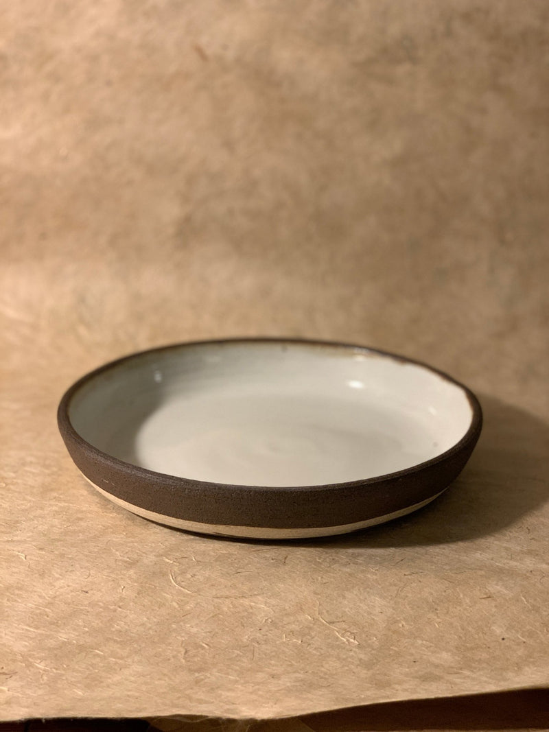 Handmade Marbled Ceramic Coupe Bowl | 9.5" Dark Brown Stoneware Salad & Serving Bowl-zoom-
