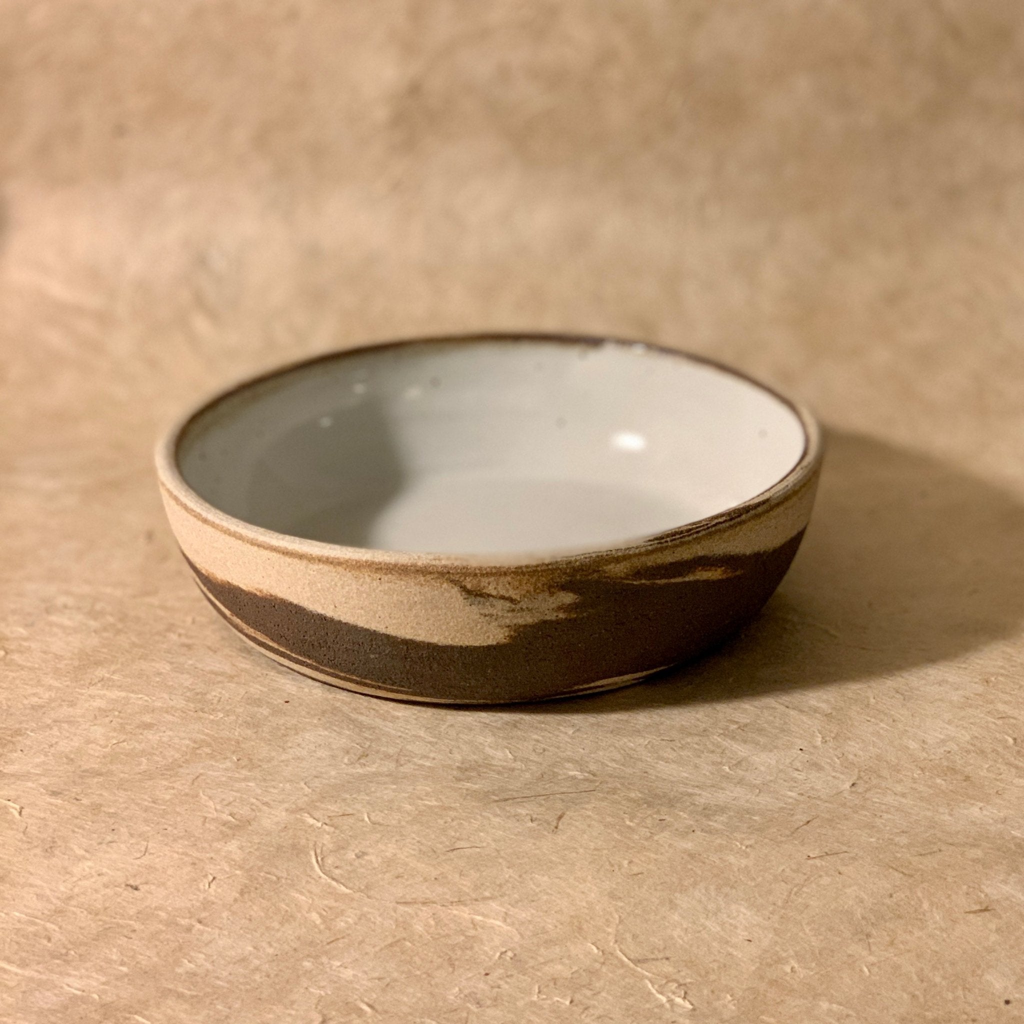 Dark Brown and White Marbled Ceramic Coupe Bowl | Handmade Stoneware Serving Bowl - Aware House