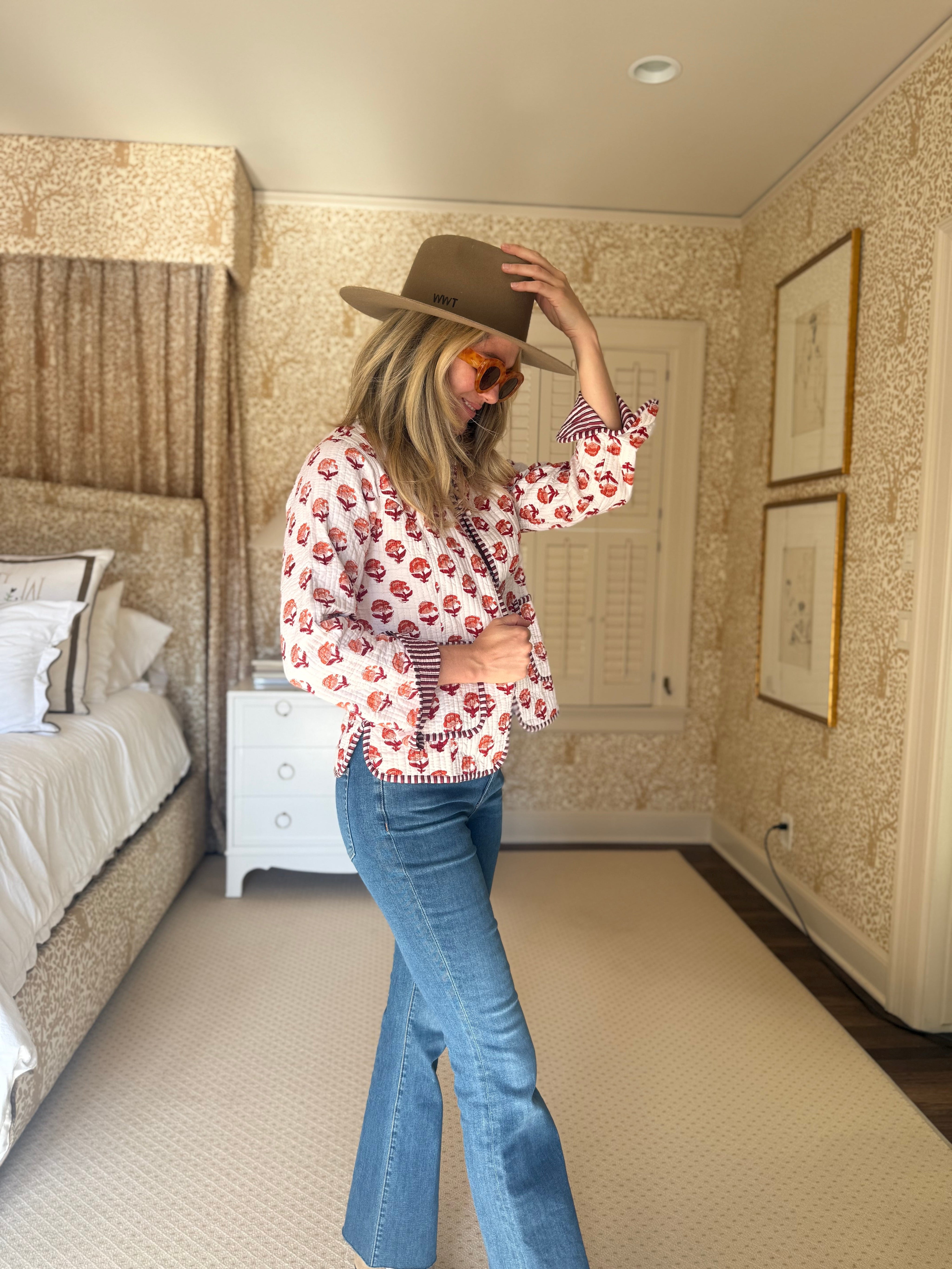 The Charlotte Jacket in Red and Orange Posy-zoom-4