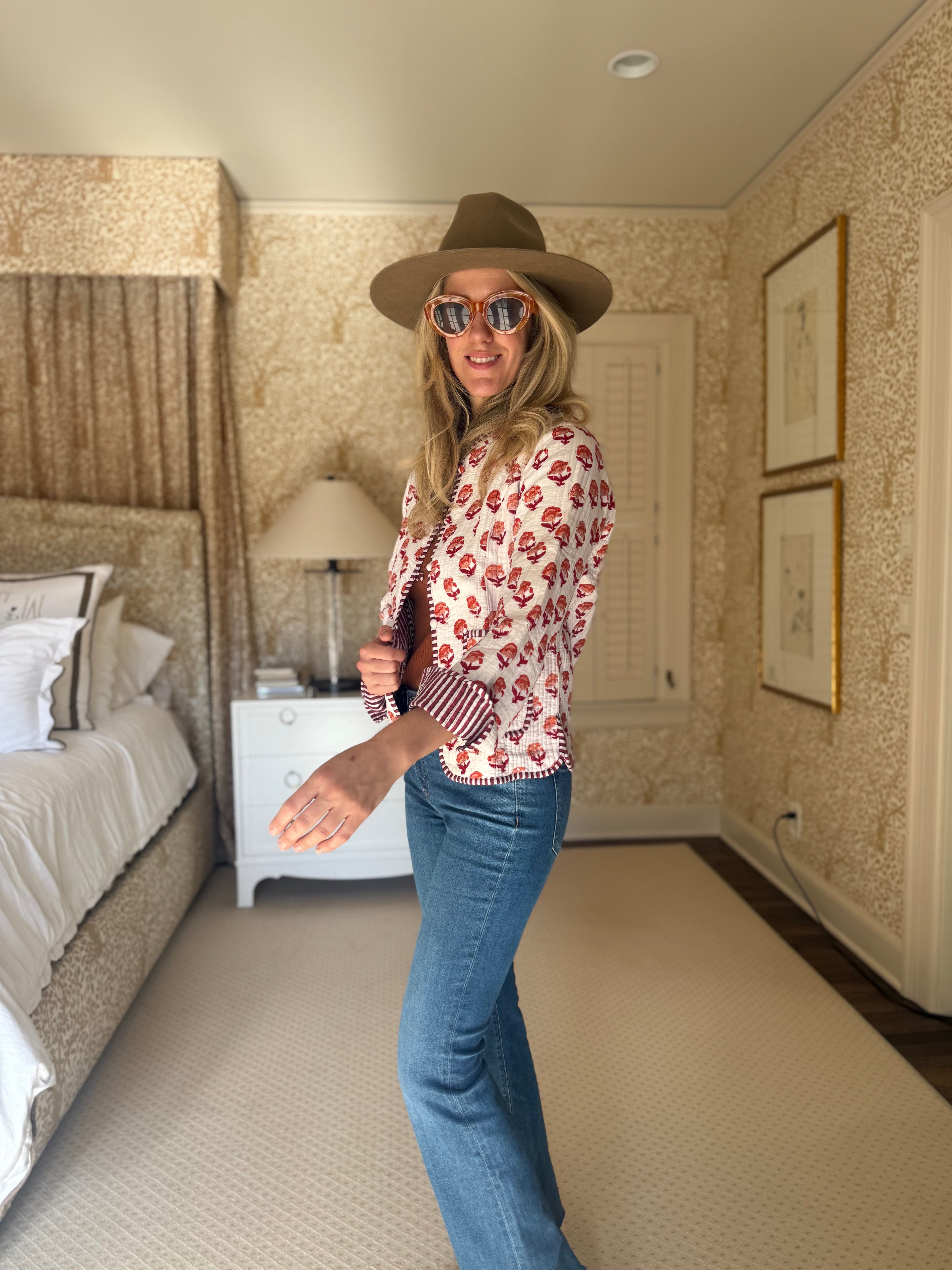 The Charlotte Jacket in Red and Orange Posy-zoom-5