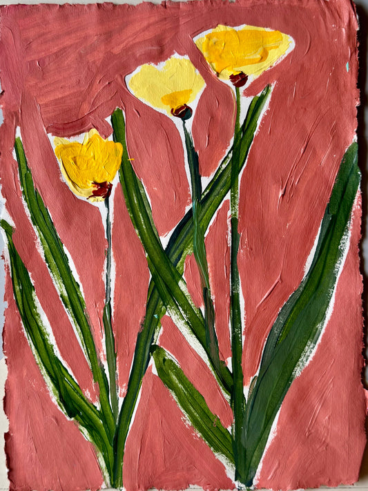 Yellow Tulips Acrylic Painting