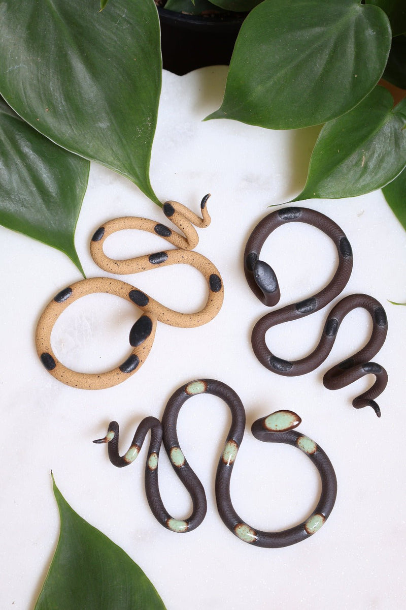 Three Small Ceramic Wall Snakes-zoom-