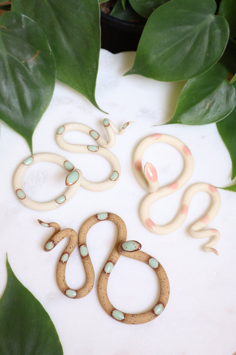 Three Small Ceramic Wall Snakes-zoom-