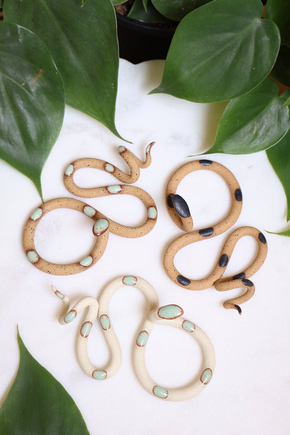 Three Small Ceramic Wall Snakes - Aware House - Carter + Rose -