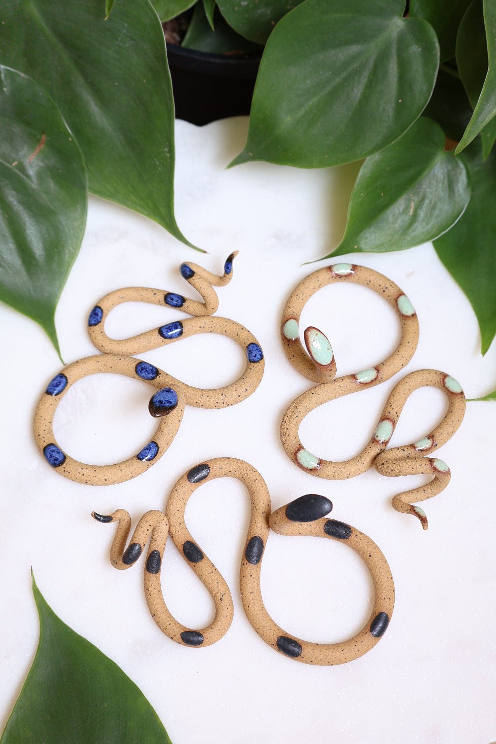 Three Small Ceramic Wall Snakes - Aware House - Carter + Rose -