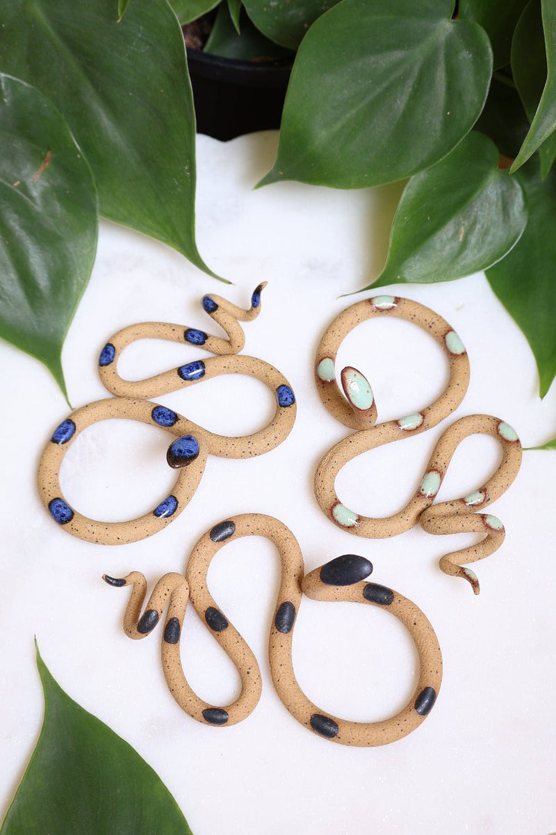 Three Small Ceramic Wall Snakes-zoom-