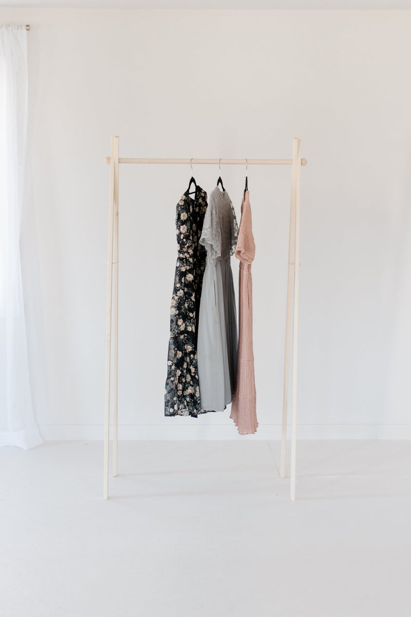 Large Wooden Clothing Rack | Minimalist A-Frame Garment Rack-zoom-