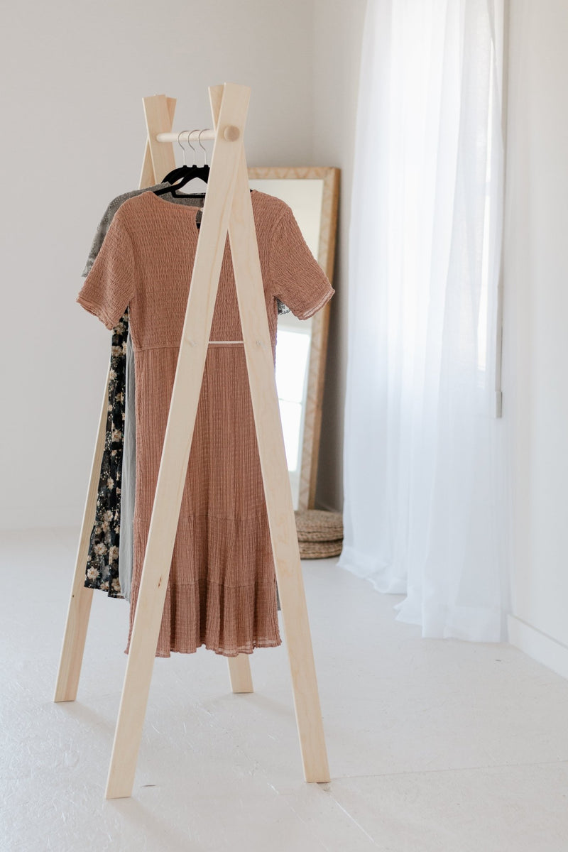 Large Wooden Clothing Rack | Minimalist A-Frame Garment Rack-zoom-