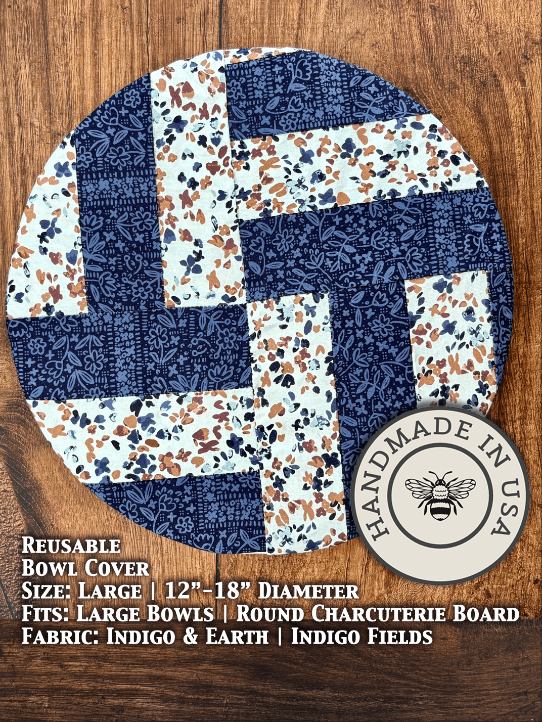 Large Reusable Cotton Bowl Cover | Eco - Friendly Kitchen Cover - Aware House - Five Oaks Farm - 