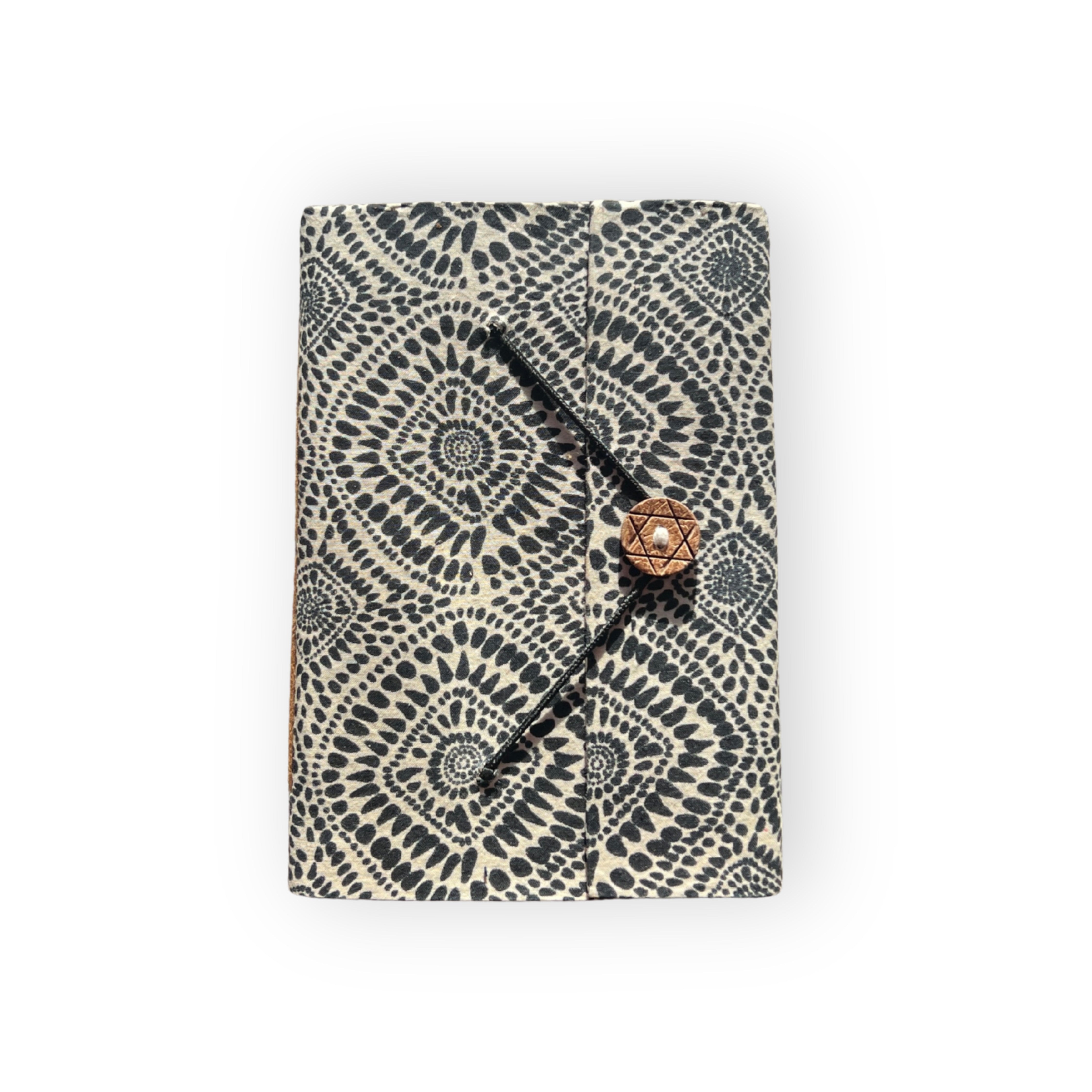 Handcrafted Recycled Paper Journal A5 – Tribal Print Black