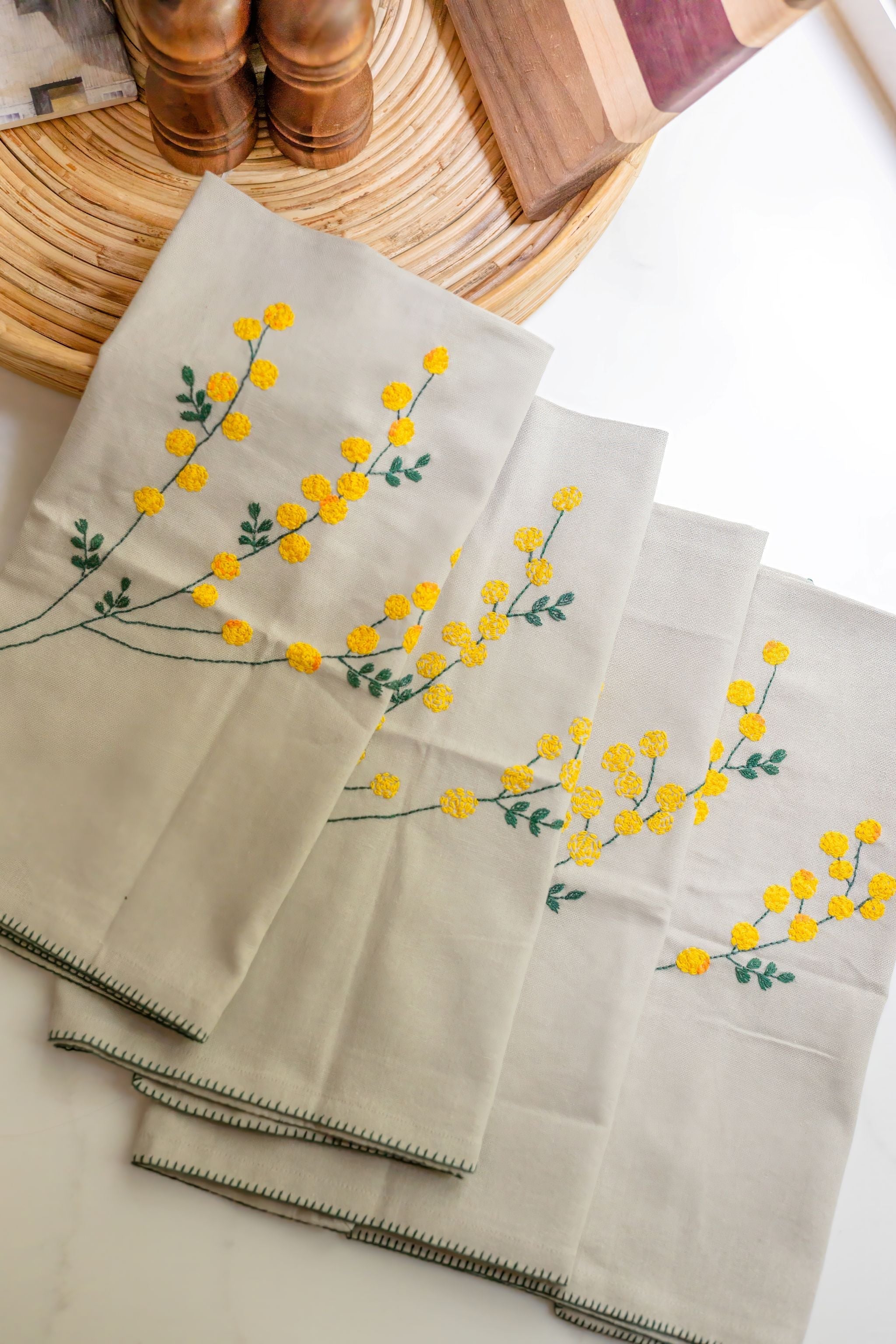 Golden Mimosa Tea Towels | Set of Two-zoom-1