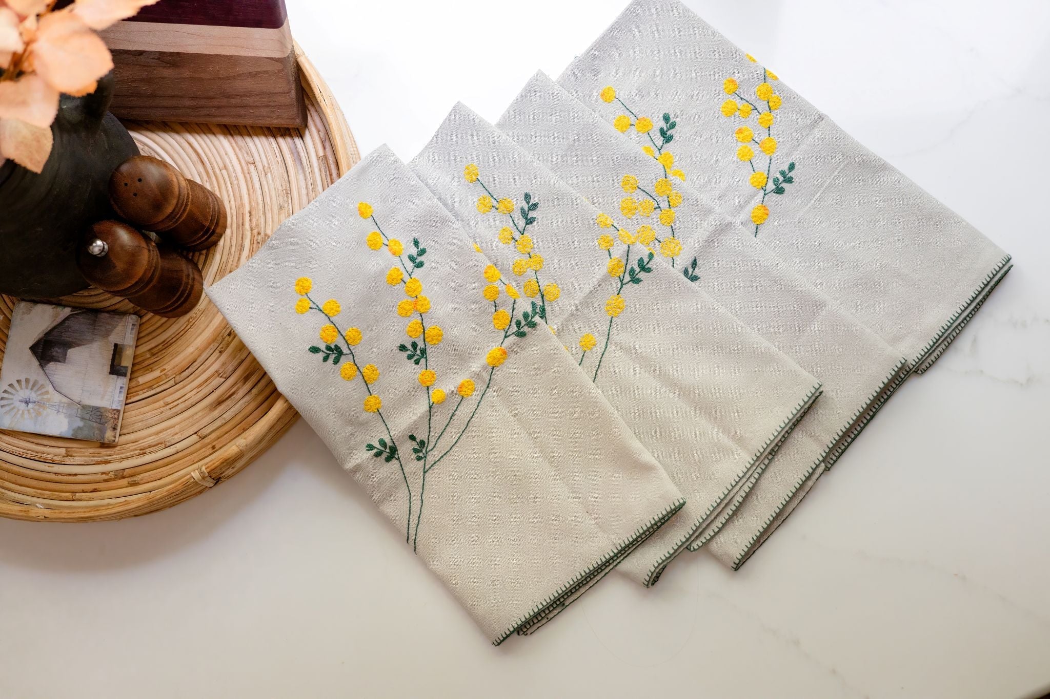 Golden Mimosa Tea Towels | Set of Two-zoom-2