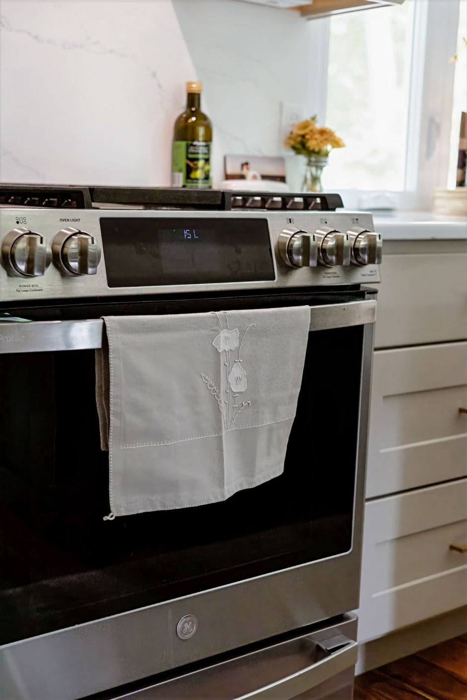 Petal Poise Embroidered Tea Towels | Set of Two