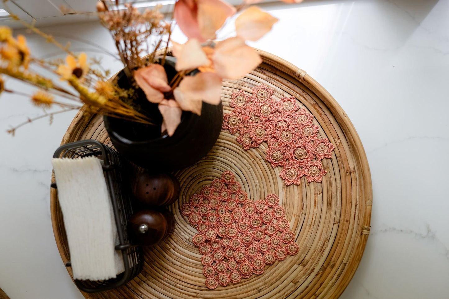 Sunrise Dot Crochet Coasters