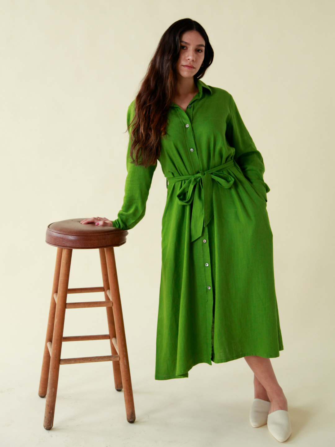 Baan de Sol Women's Hemp & Silk Duster Dress, Effortless Handcrafted Design with Shell Buttons, Versatile Dress or Lounge Layer