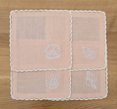 Hand Embroidered Marine Life Cocktail Napkins | Set of 4 - Aware House