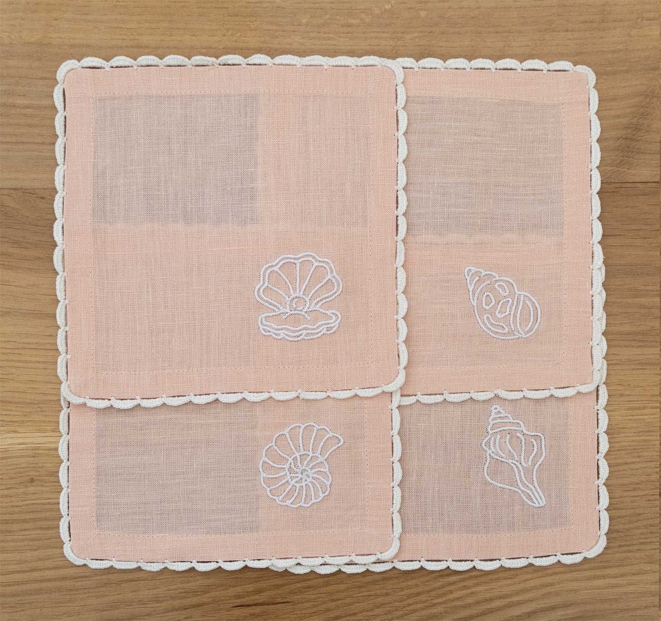 Hand Embroidered Marine Life Cocktail Napkins | Set of 4 - Aware House