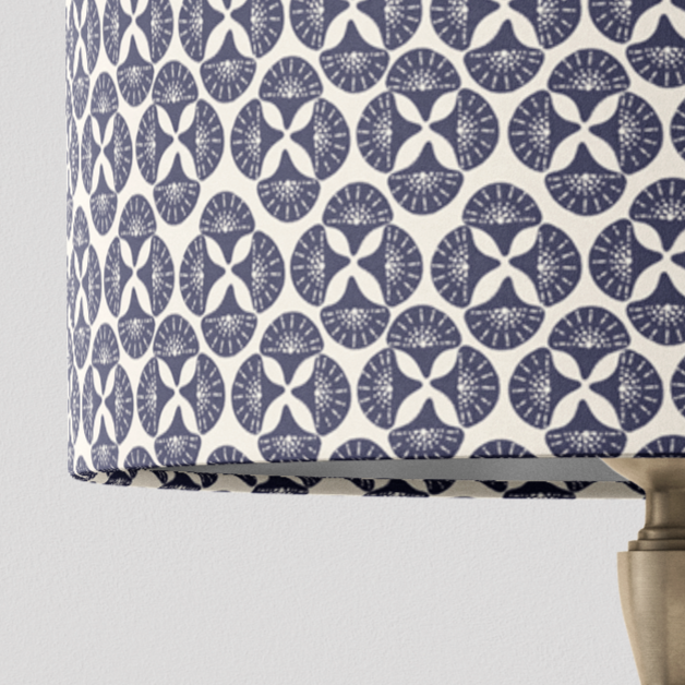 Navy Blue Patterned Lampshade in SEA STAR-zoom-4