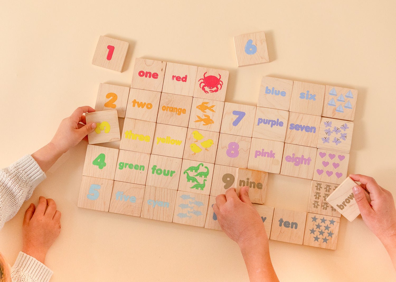 Wooden Learning Magnetic Tiles | ABCs, Colors & Counting Set - Aware House - Miller Boys Vintage Toys -