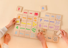 Wooden Learning Magnetic Tiles | ABCs, Colors & Counting Set - Aware House - Miller Boys Vintage Toys -