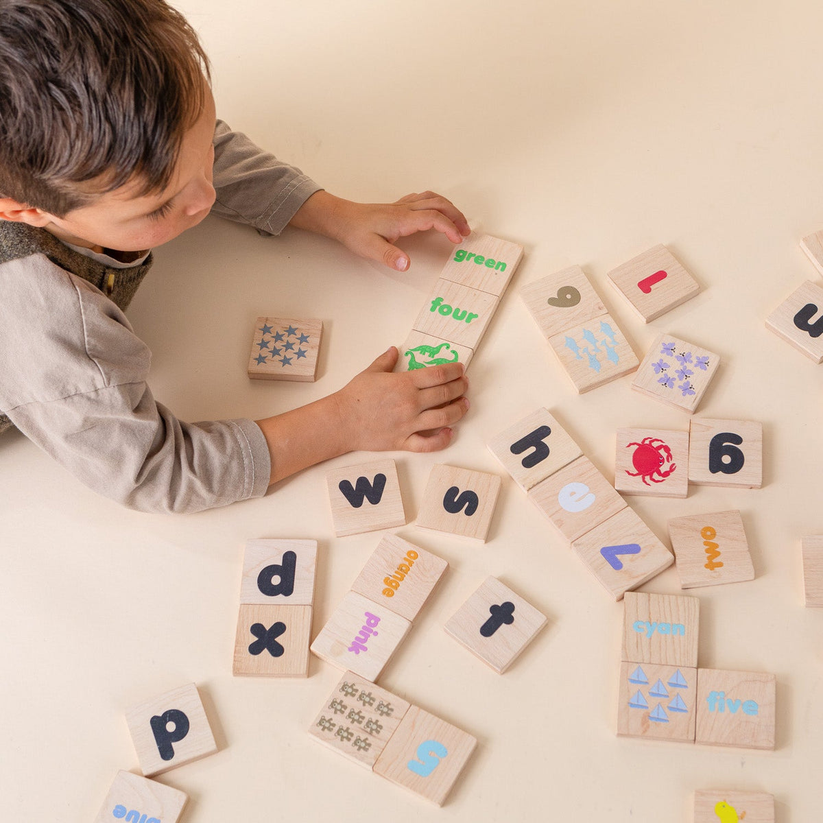 Wooden Learning Magnetic Tiles | ABCs, Colors & Counting Set - Aware House - Miller Boys Vintage Toys -