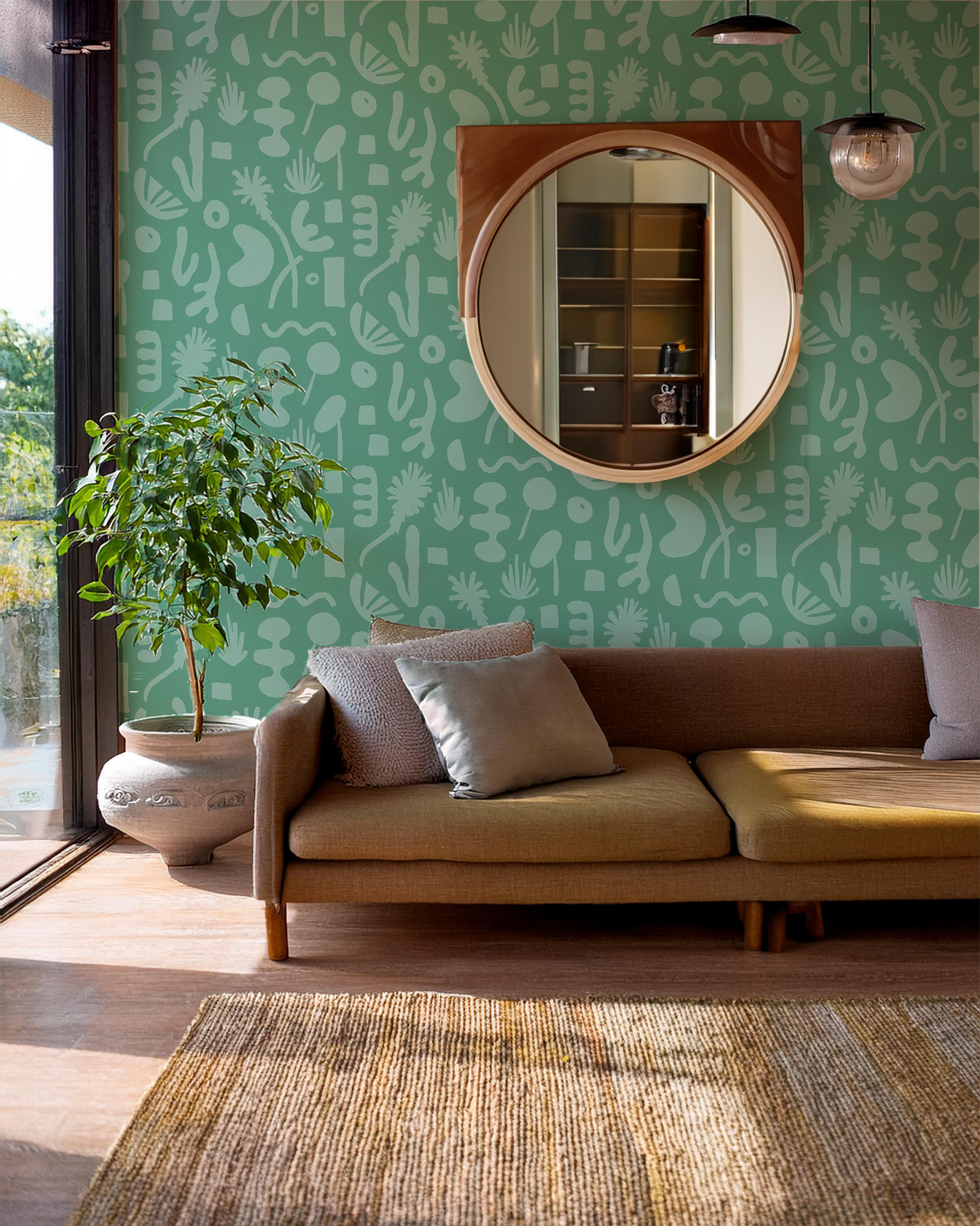 Pool Side Wallpaper, teal-3