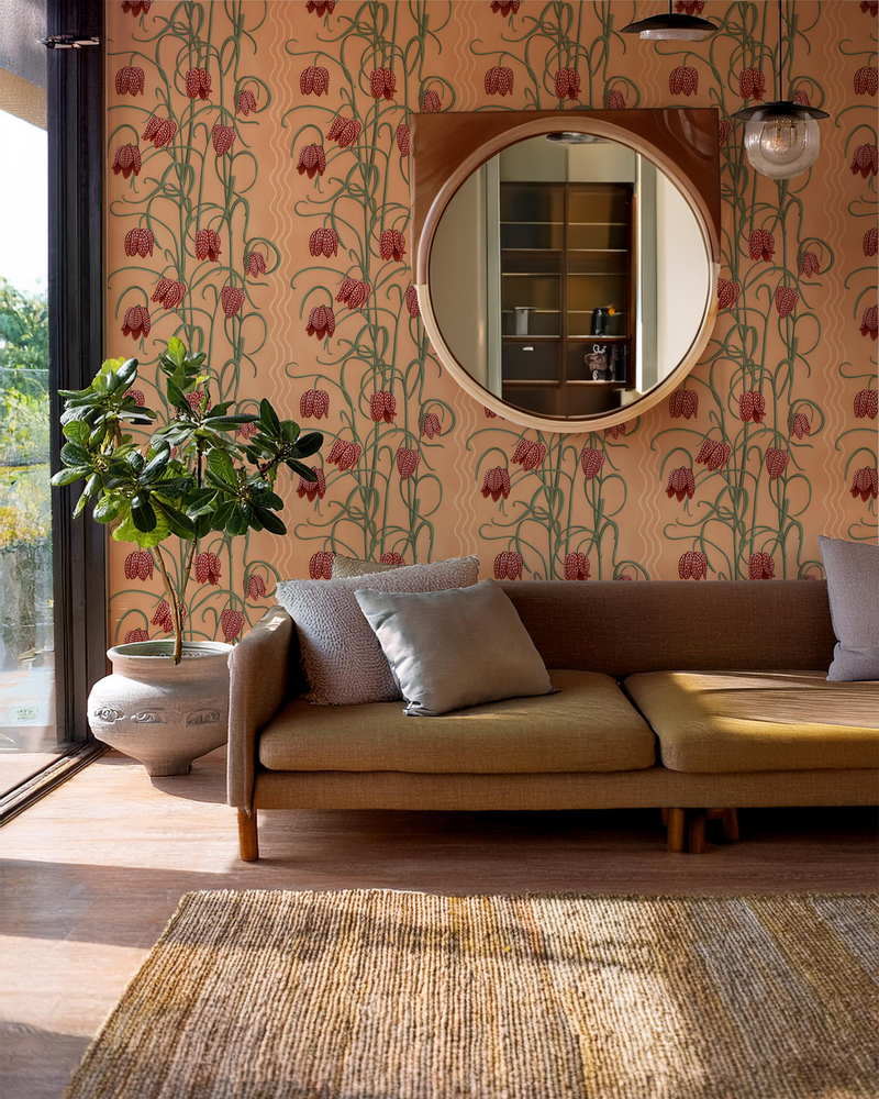 Campanas Wallpaper, Peach and Rust-zoom-