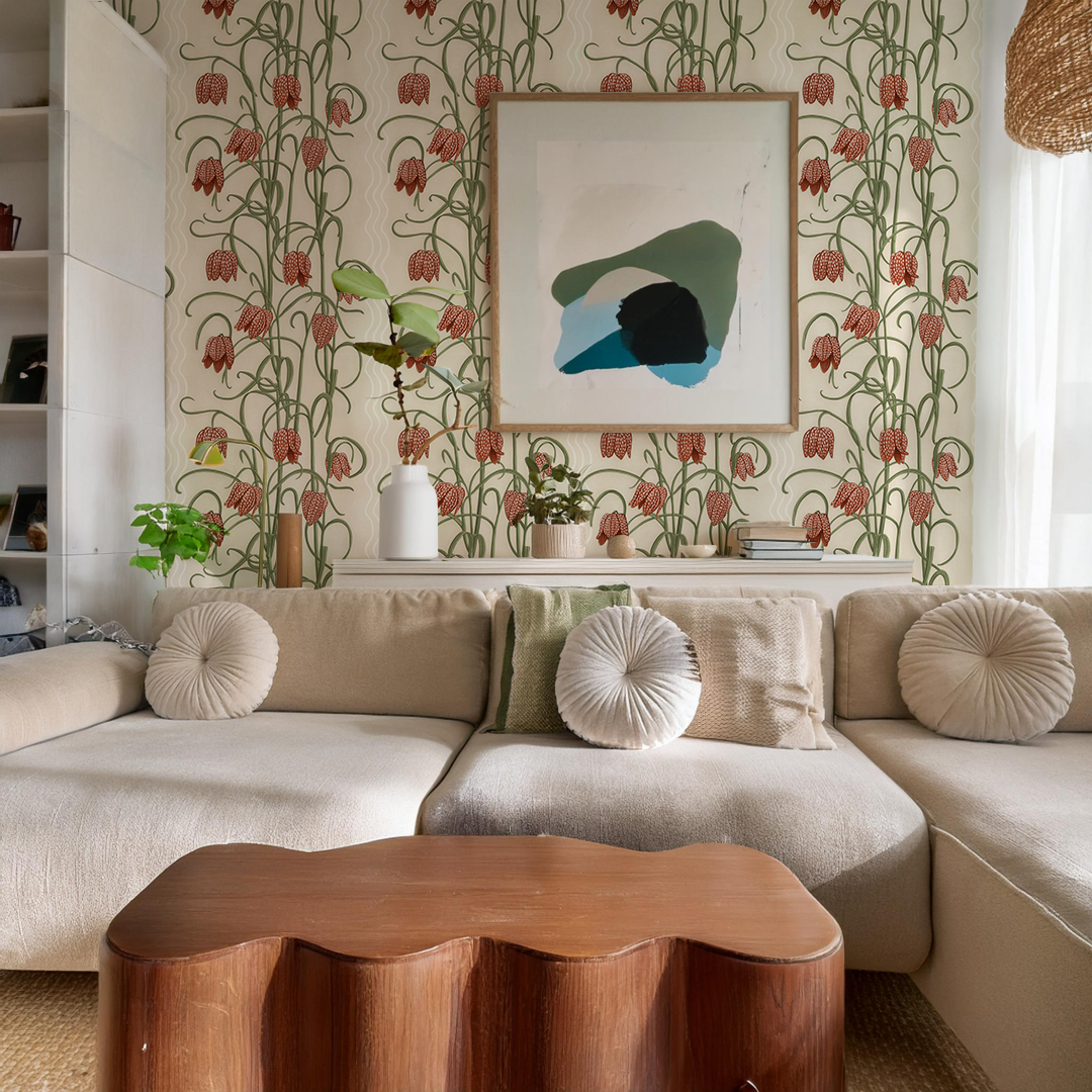 Campanas Wallpaper, neutral and burnt orange-4