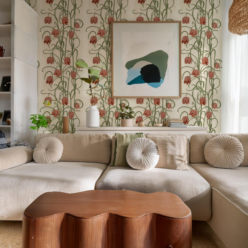 Campanas Wallpaper, neutral and burnt orange-zoom-