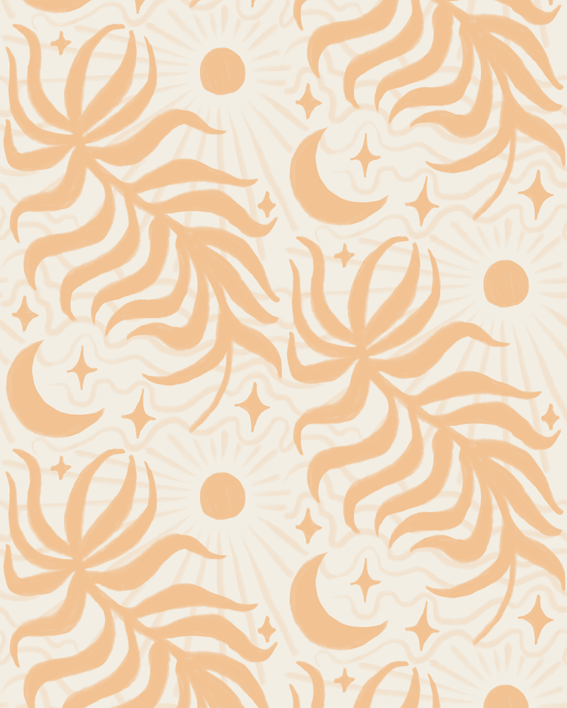Lunar Leaf Wallpaper, beige and peach-zoom-