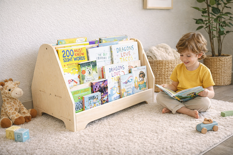 MIGUEL | Double Sided Portable Bookshelf-zoom-