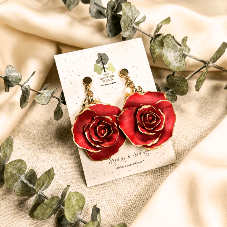 Mae | Handmade Rose & Pearl Flower Earrings-1