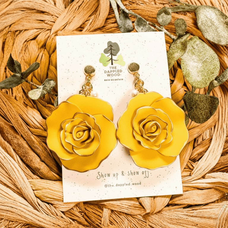 Mae | Handmade Rose & Pearl Flower Earrings-zoom-3