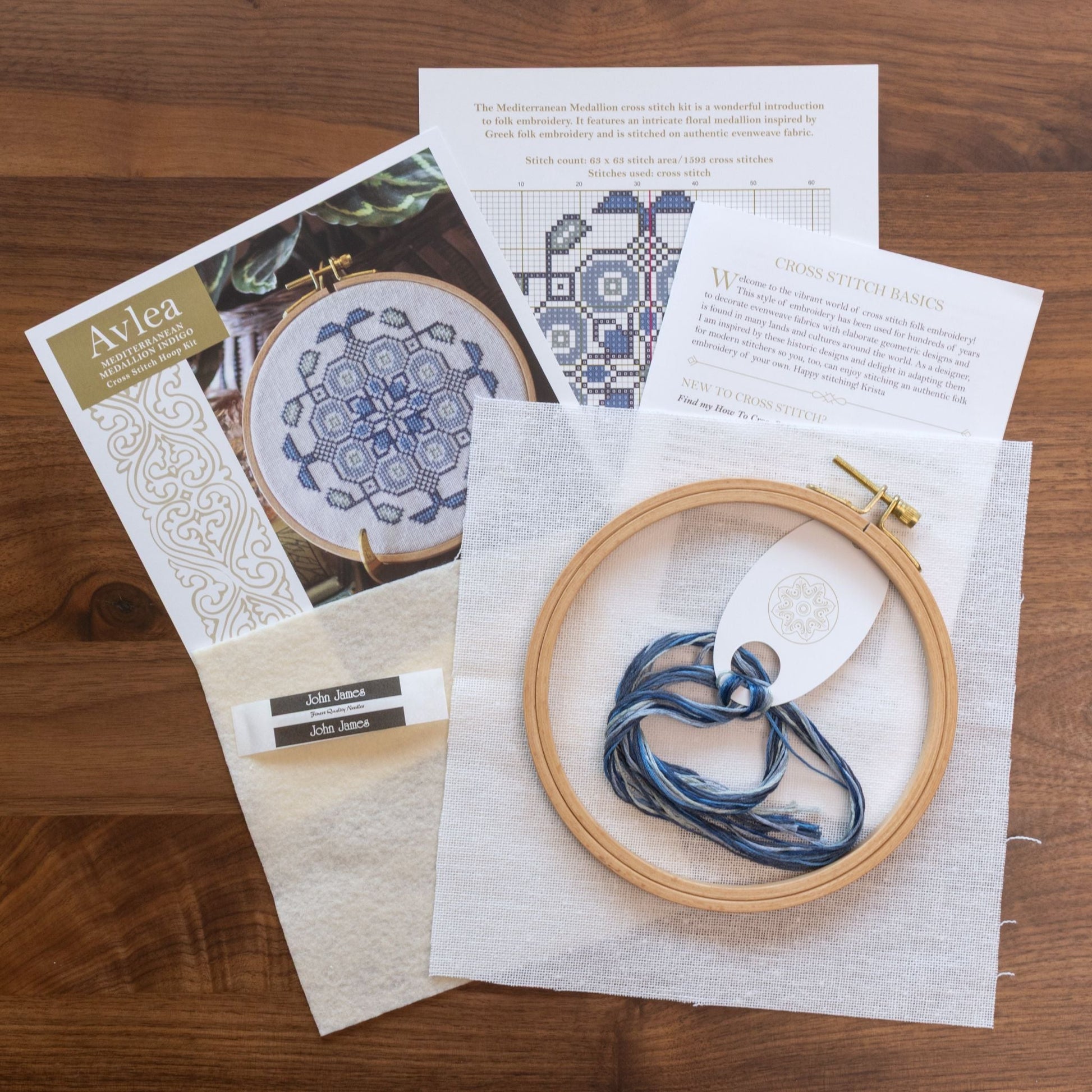 Mediterranean Medallion cross stitch hoop kit in three colors!-8