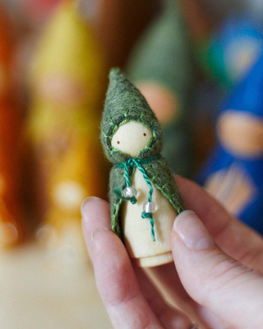 Mini Green Wooden Gnome-2