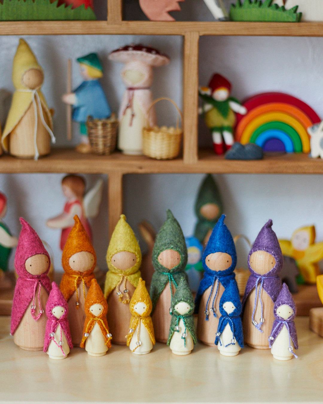 Mini Rainbow Wooden Gnome Set-11