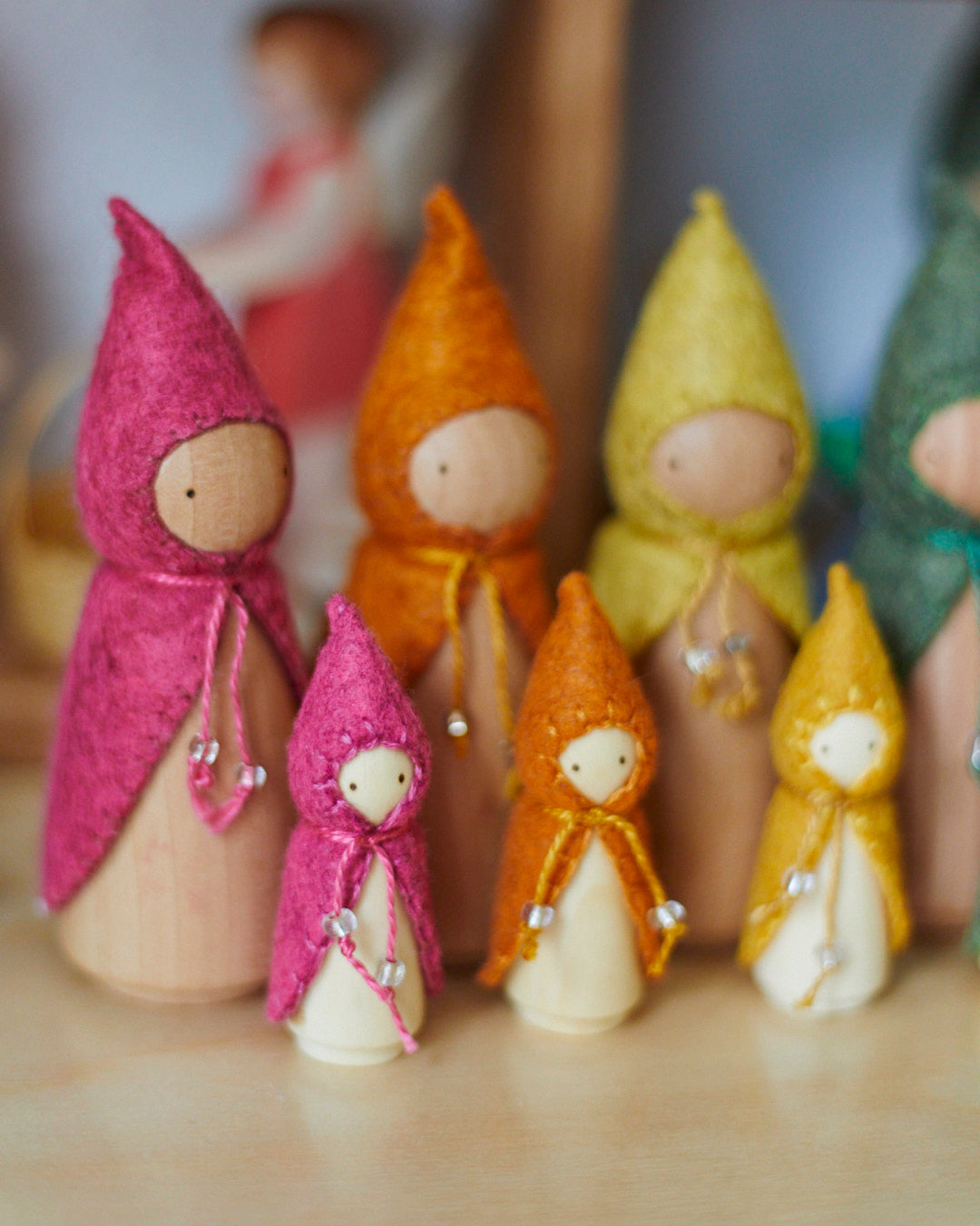 Mini Pink Wooden Gnome-5